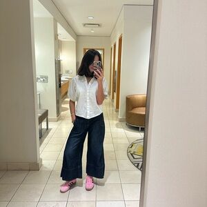 Anthropologie Dark Blue Wide-Leg Jeans